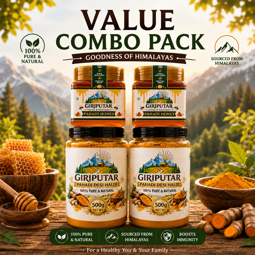 Value Combo Pack | 1kg Pahadi Desi Haldi + 1kg Pahadi Honey