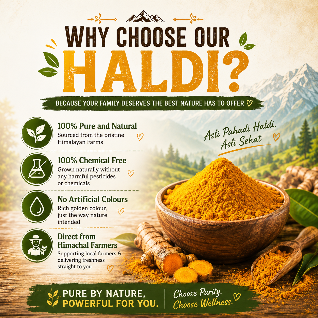 Giriputar Pahadi Desi Haldi Powder 500g | Pure Pahadi Turmeric | Natural & Chemical-Free