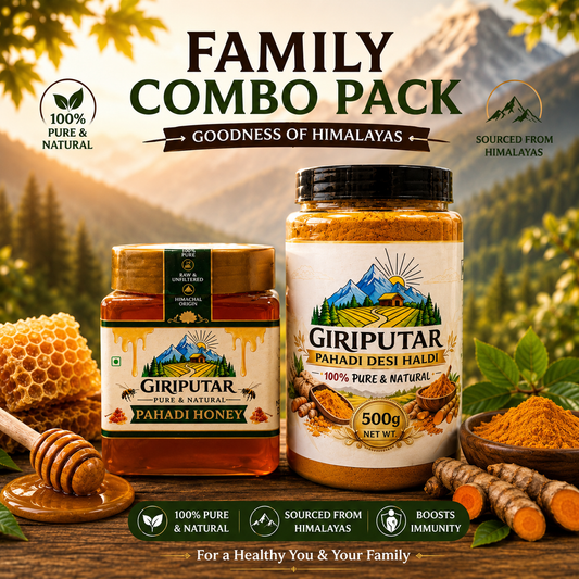 Family Combo Pack | 500g Pahadi Desi Haldi + 500g Pahadi Honey