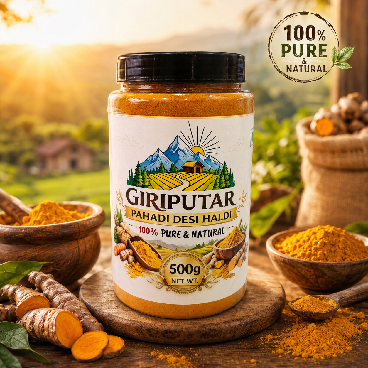 Giriputar Pahadi Desi Haldi Powder 500g | Pure Pahadi Turmeric | Natural & Chemical-Free