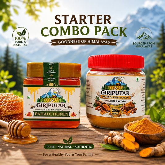 Starter Combo Pack | 200g Pahadi Desi Haldi + 500g Pahadi Honey
